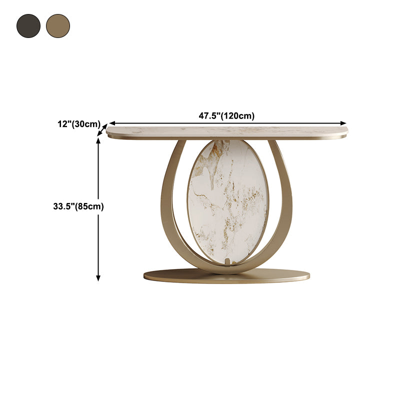 33.46" High Stone Console Table Scratch Resistant Steel Frame Accent Table