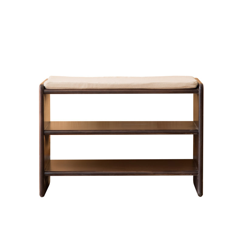 Modern Solid Color Bench with Storage Brown Rectangle Bench with Legs