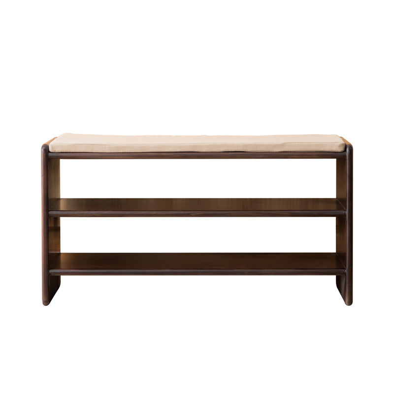 Modern Solid Color Bench with Storage Brown Rectangle Bench with Legs