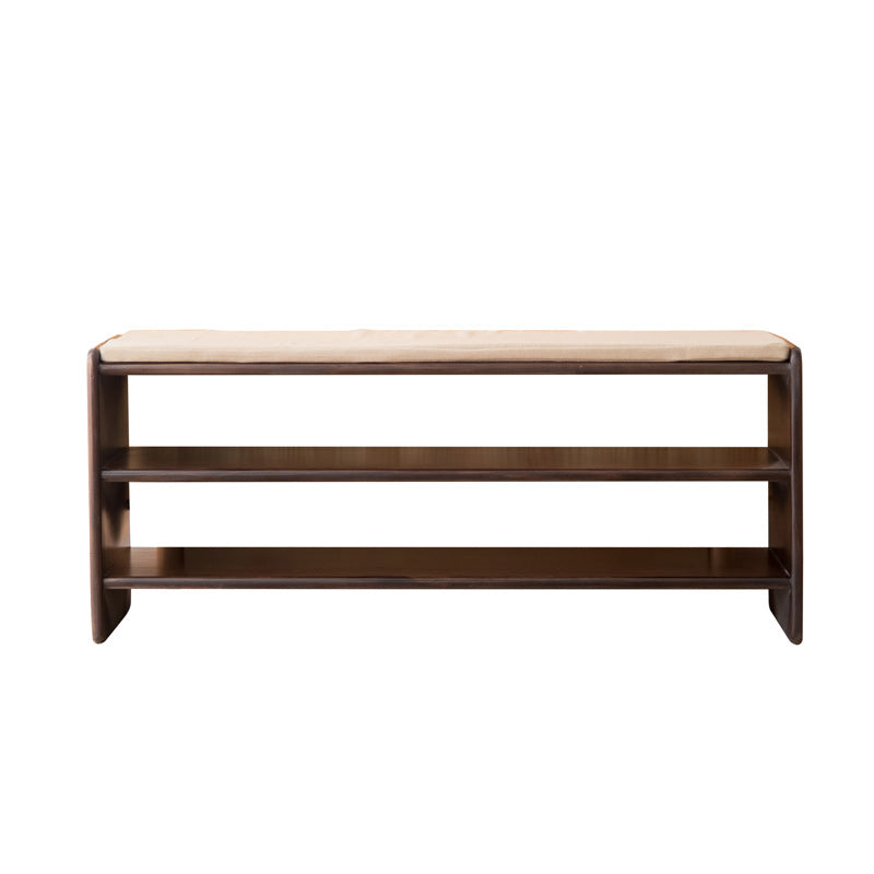 Modern Solid Color Bench with Storage Brown Rectangle Bench with Legs