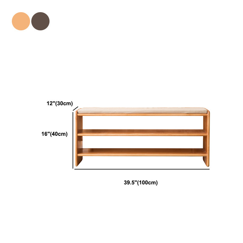 Modern Solid Color Bench with Storage Brown Rectangle Bench with Legs