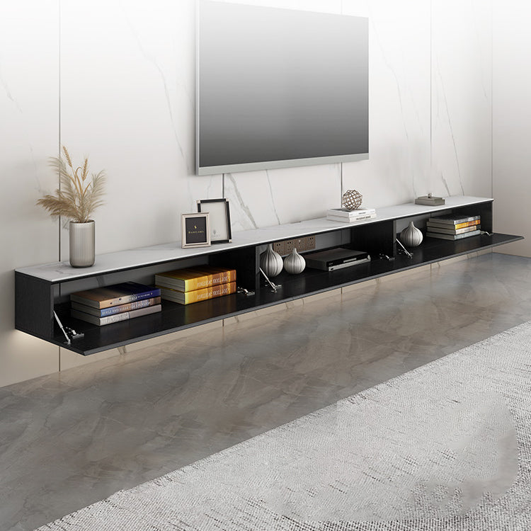 Stone and Wood TV Stand Contemporary Floating TV Media Stand