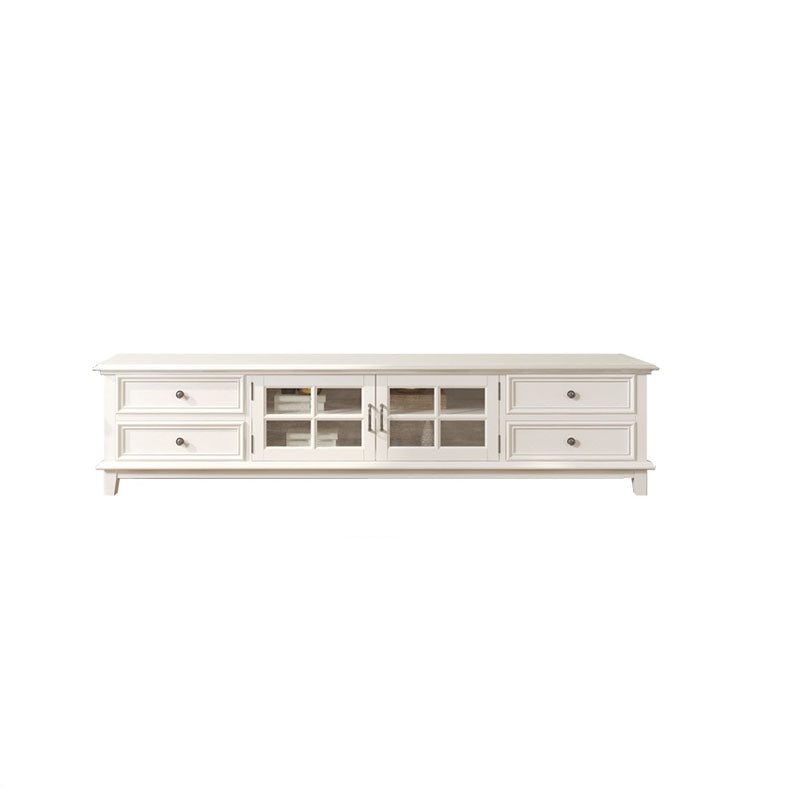 Contemporary Ash Wood TV Media Stand White Wood Media Console with Drawers