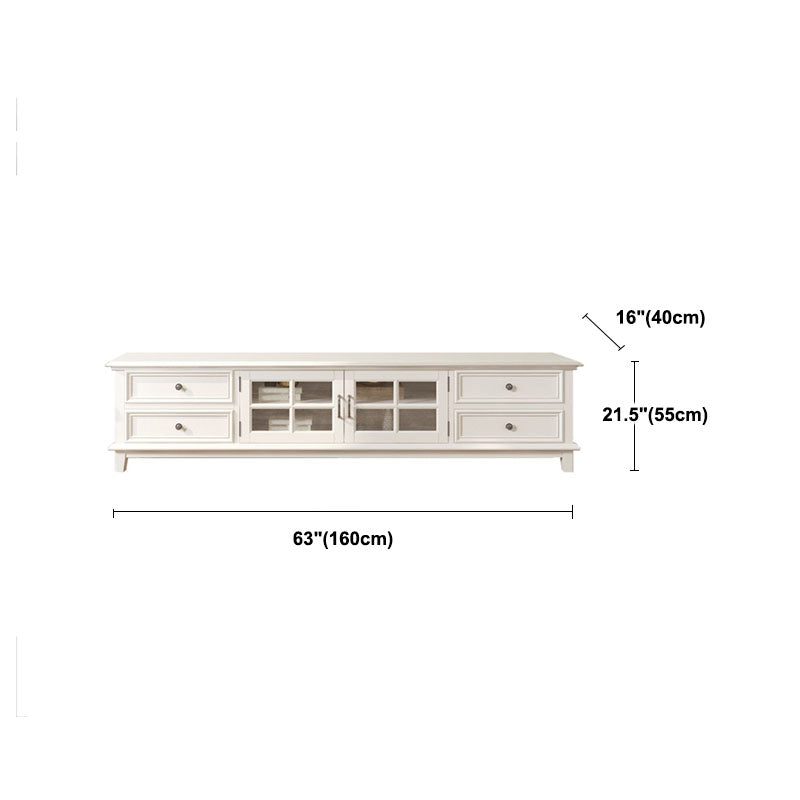 Contemporary Ash Wood TV Media Stand White Wood Media Console with Drawers