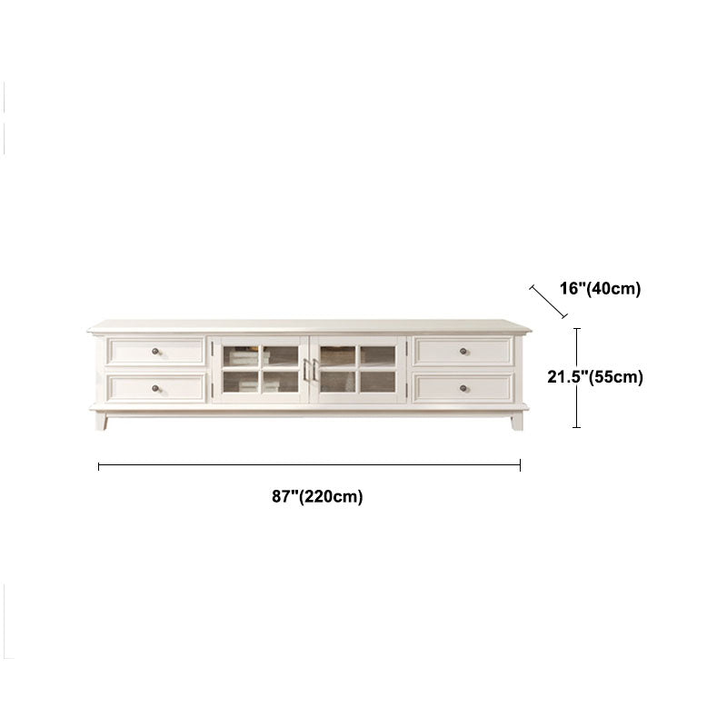 Contemporary Ash Wood TV Media Stand White Wood Media Console with Drawers