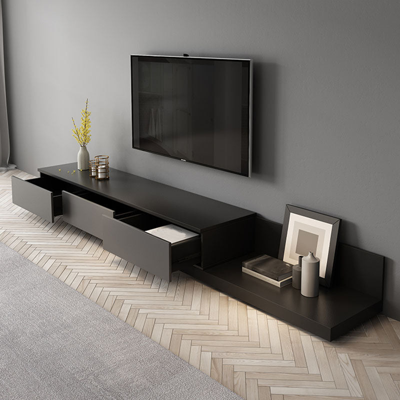 Contemporary TV Stand Console , 3 - Drawers Sliding TV Stand in Black / White