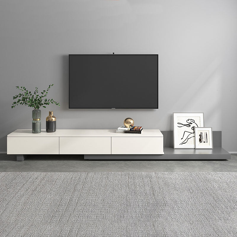 Contemporary TV Stand Console , 3 - Drawers Sliding TV Stand in Black / White