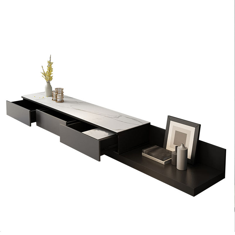 Contemporary TV Stand Console , 3 - Drawers Sliding TV Stand in Black / White