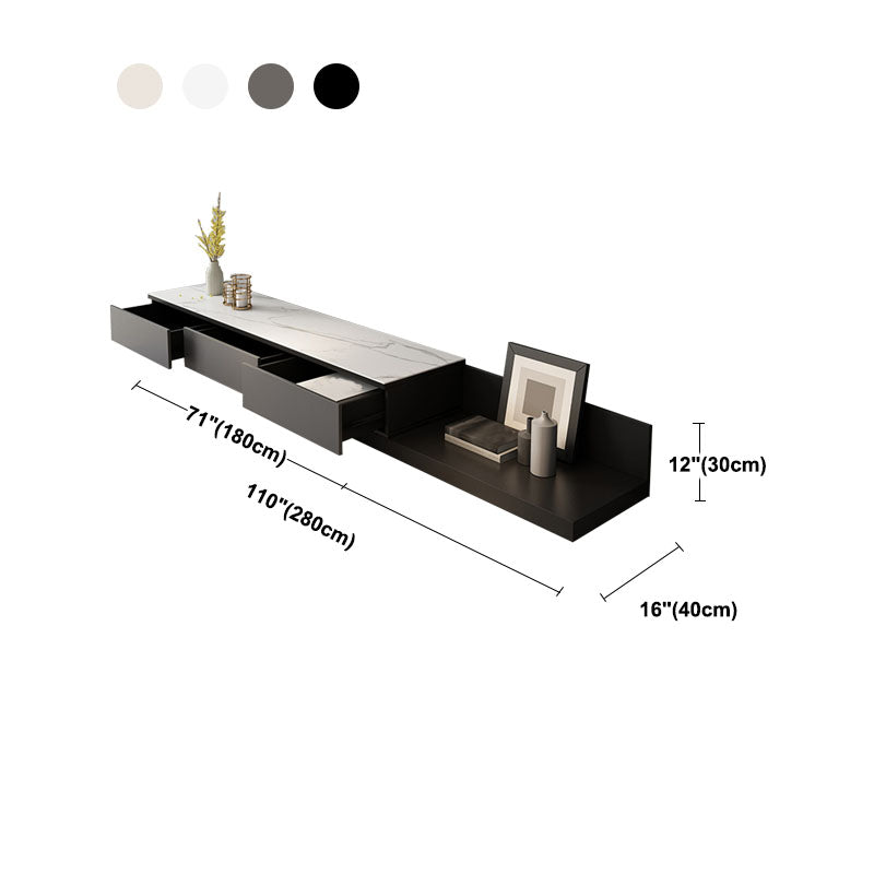 Contemporary TV Stand Console , 3 - Drawers Sliding TV Stand in Black / White