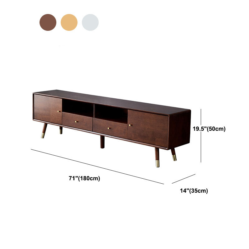 Matte Finish Wood TV Media Stand with Open Storage Contemporary Media Console, Rubberwood