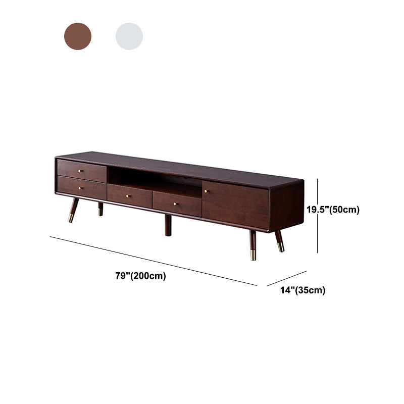 Matte Finish Wood TV Media Stand with Open Storage Contemporary Media Console, Rubberwood