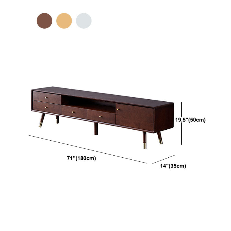 Matte Finish Wood TV Media Stand with Open Storage Contemporary Media Console, Rubberwood