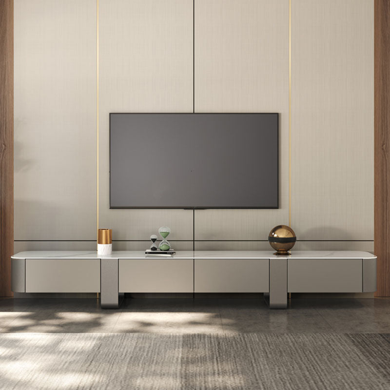 Stone and Wood TV Stand with Drawers Contemporary TV Media Console