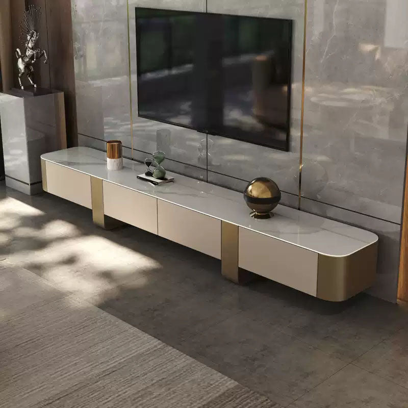 Stone and Wood TV Stand with Drawers Contemporary TV Media Console