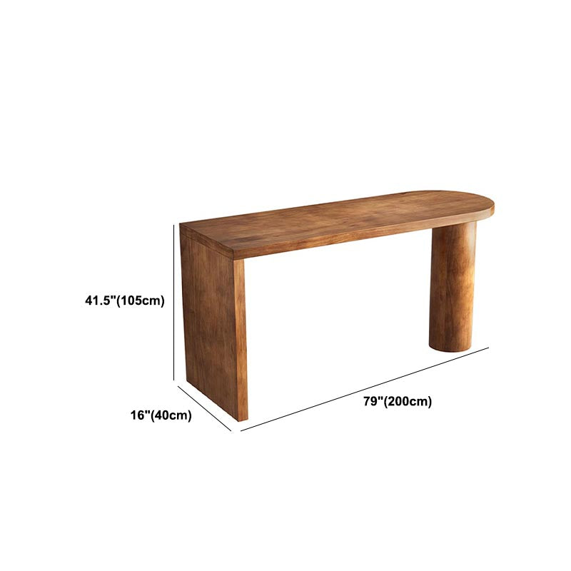 Irregular Shape Pine Wood Top Bar Table Modern Bar Table with Double Pedestal