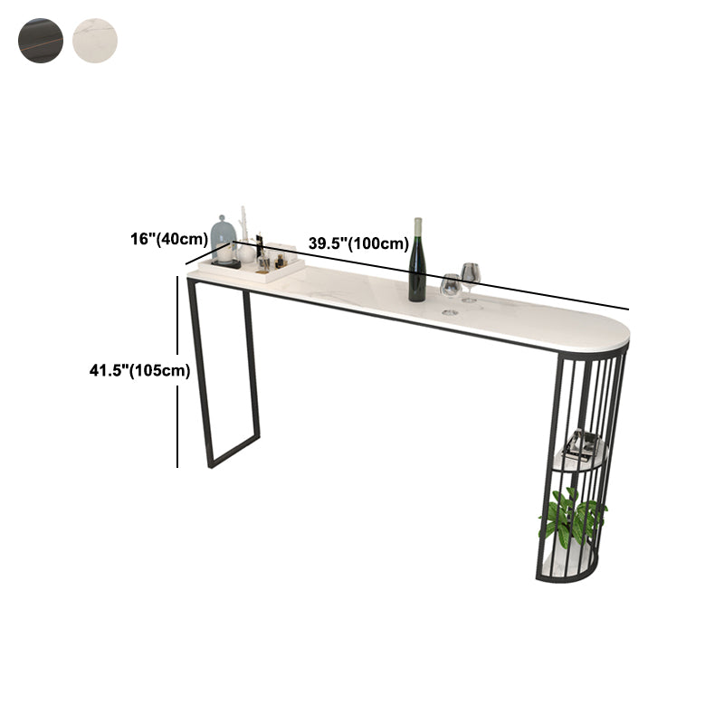 Stone Bar Dining Table Modern Bar Table with Double Pedestal for Balcony Living Room