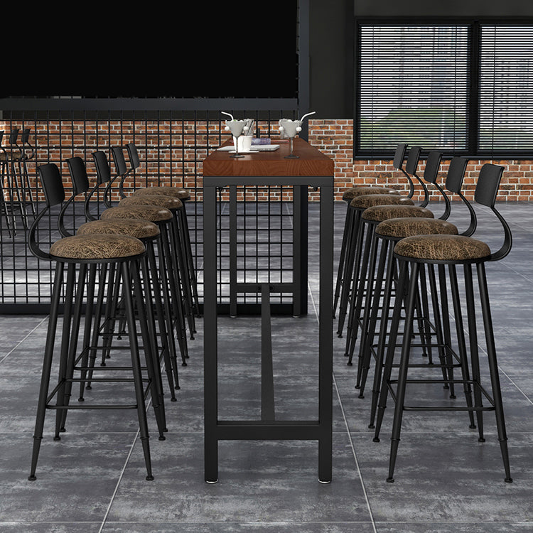 Wood Bar Dining Table Industrial Rectangle Bar Table with Trestle Pedestal for Cafe