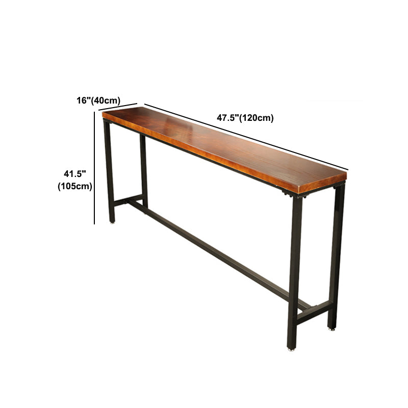 Wood Bar Dining Table Industrial Rectangle Bar Table with Trestle Pedestal for Cafe