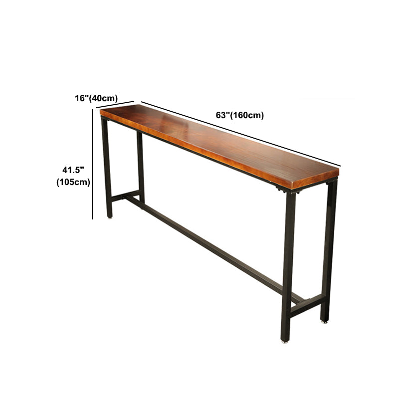 Wood Bar Dining Table Industrial Rectangle Bar Table with Trestle Pedestal for Cafe