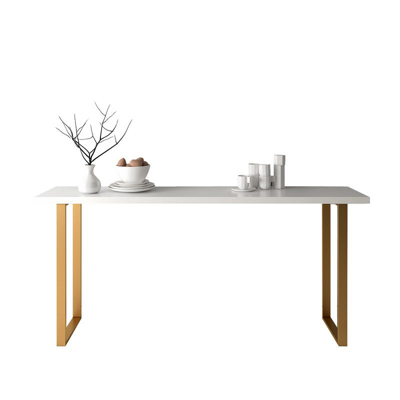 Pine Wood Bar Dining Table Glam Rectangle Bar Table with Double Pedestal for Balcony