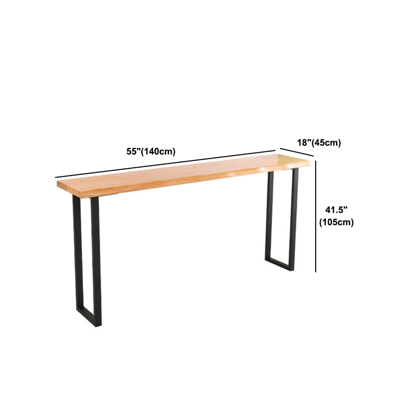 Wood Bar Dining Table Industrial Rectangle Bar Table with Double Pedestal for Dining Room