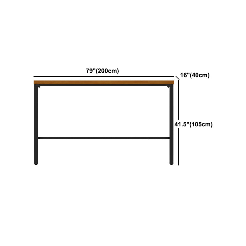 Pine Wood Bar Dining Table Industrial Rectangle Bar Table with Trestle for Cafe Kitchen