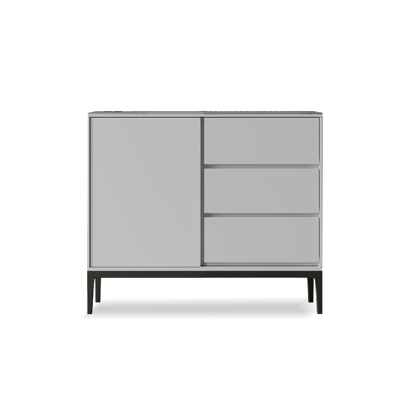 Sintered Stone Top Server Glam Style Buffet Sideboard with Door and Drawer