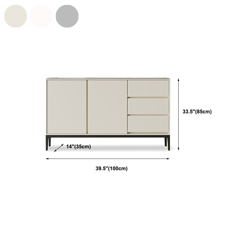 Sintered Stone Top Server Glam Style Buffet Sideboard with Door and Drawer