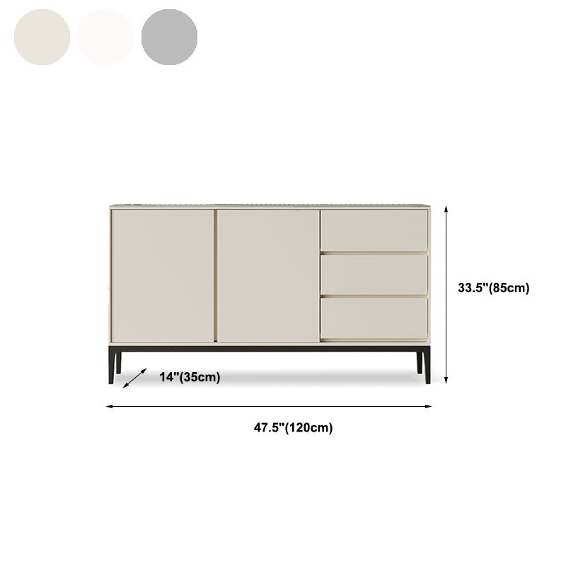 Sintered Stone Top Server Glam Style Buffet Sideboard with Door and Drawer