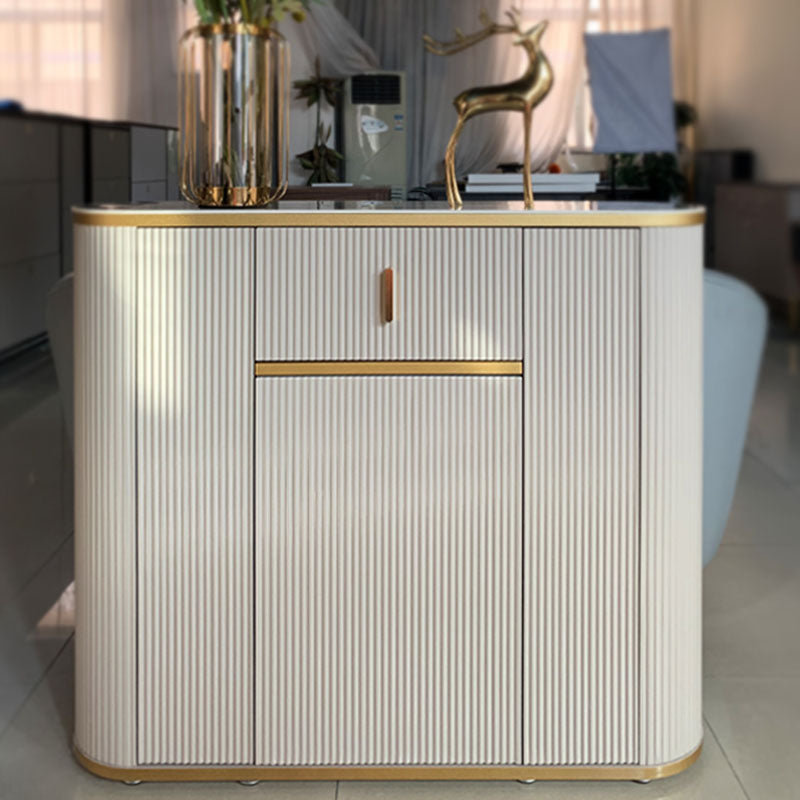 Glam White Top Sideboard Sintered Stone Server with Door and Drawer