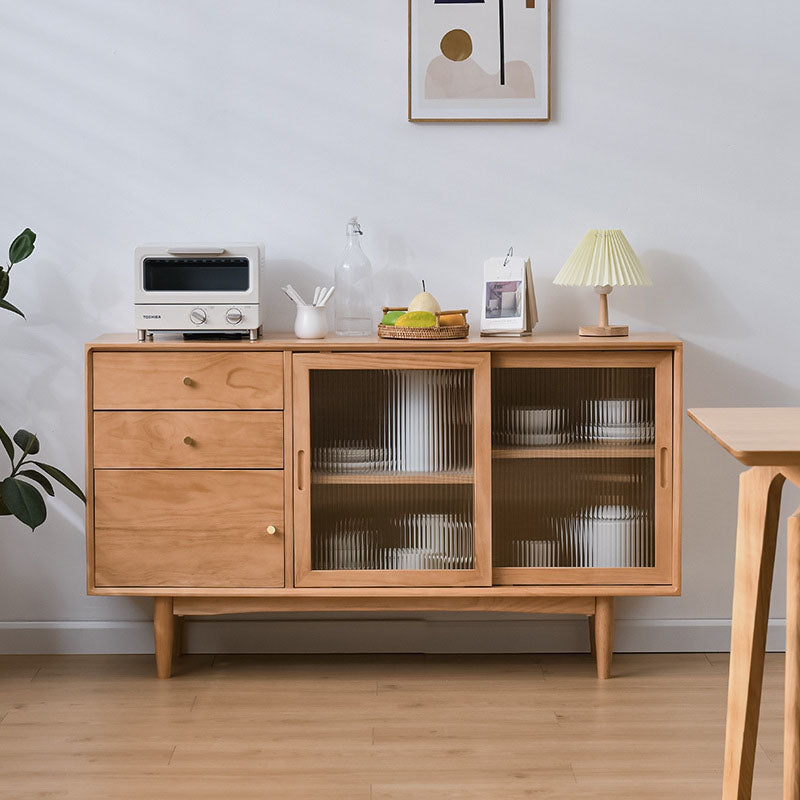 Modern Style Sideboard Solid Wood Sideboard with Sliding Door for Kitchen