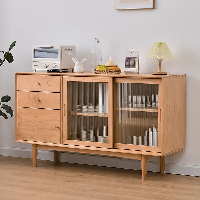 Modern Style Sideboard Solid Wood Sideboard with Sliding Door for Kitchen