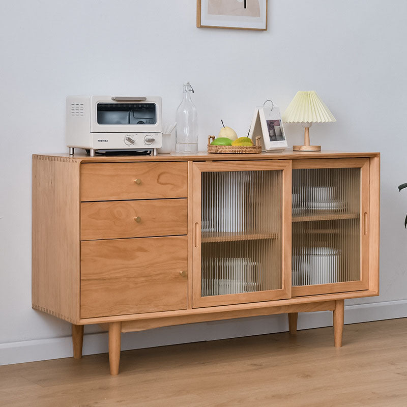 Modern Style Sideboard Solid Wood Sideboard with Sliding Door for Kitchen