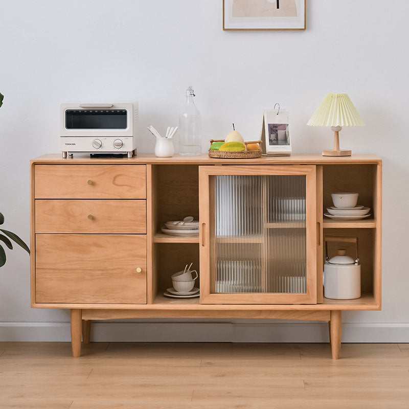 Modern Style Sideboard Solid Wood Sideboard with Sliding Door for Kitchen