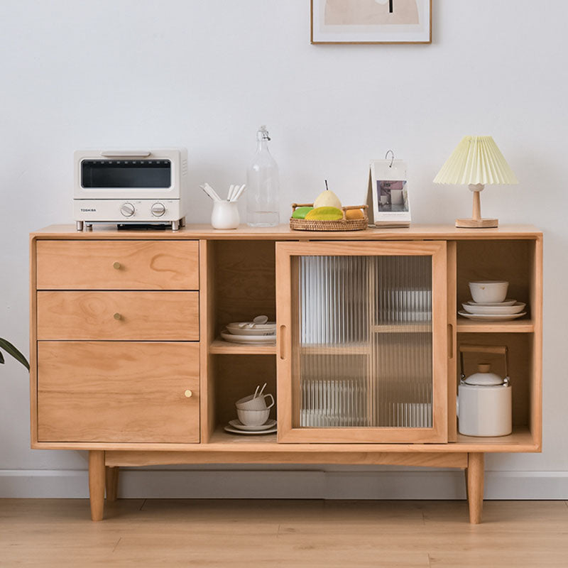 Modern Style Sideboard Solid Wood Sideboard with Sliding Door for Kitchen