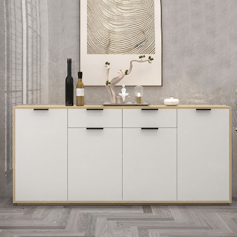 White Contemporary Side Board Engineered Wood Sideboard for Dining Room