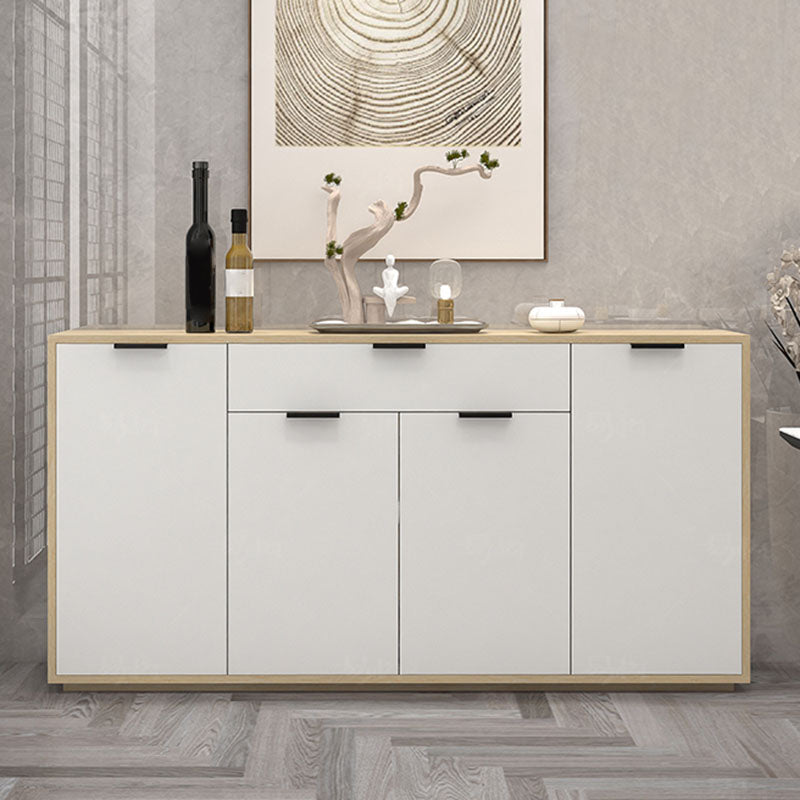 White Contemporary Side Board Engineered Wood Sideboard for Dining Room