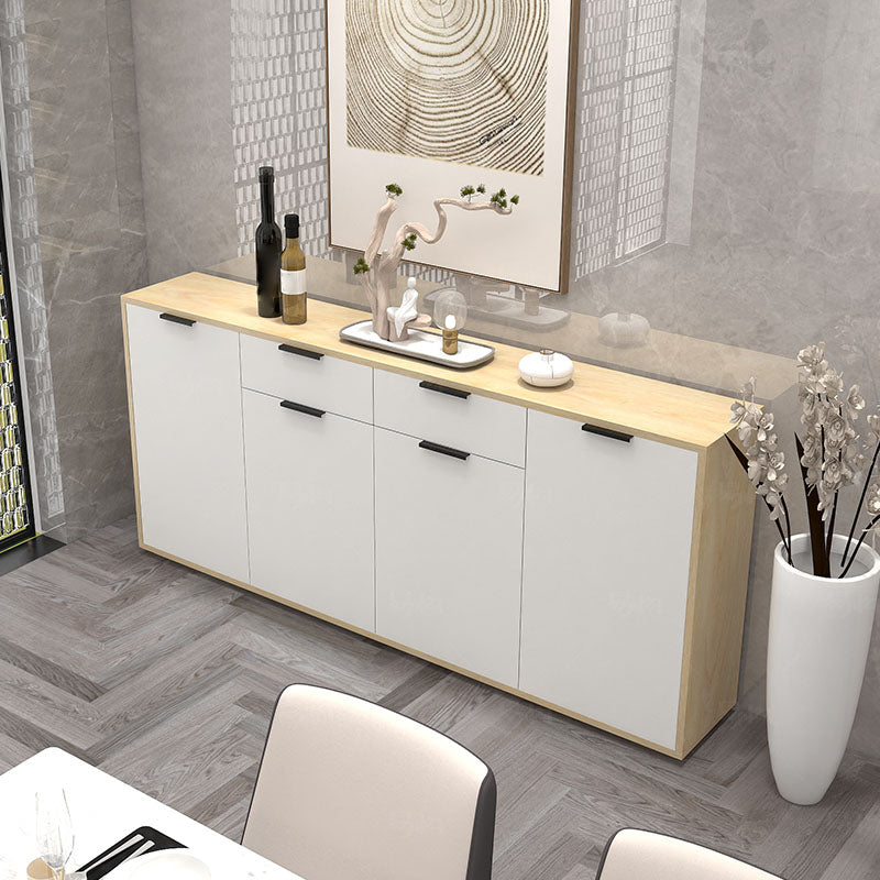 White Contemporary Side Board Engineered Wood Sideboard for Dining Room