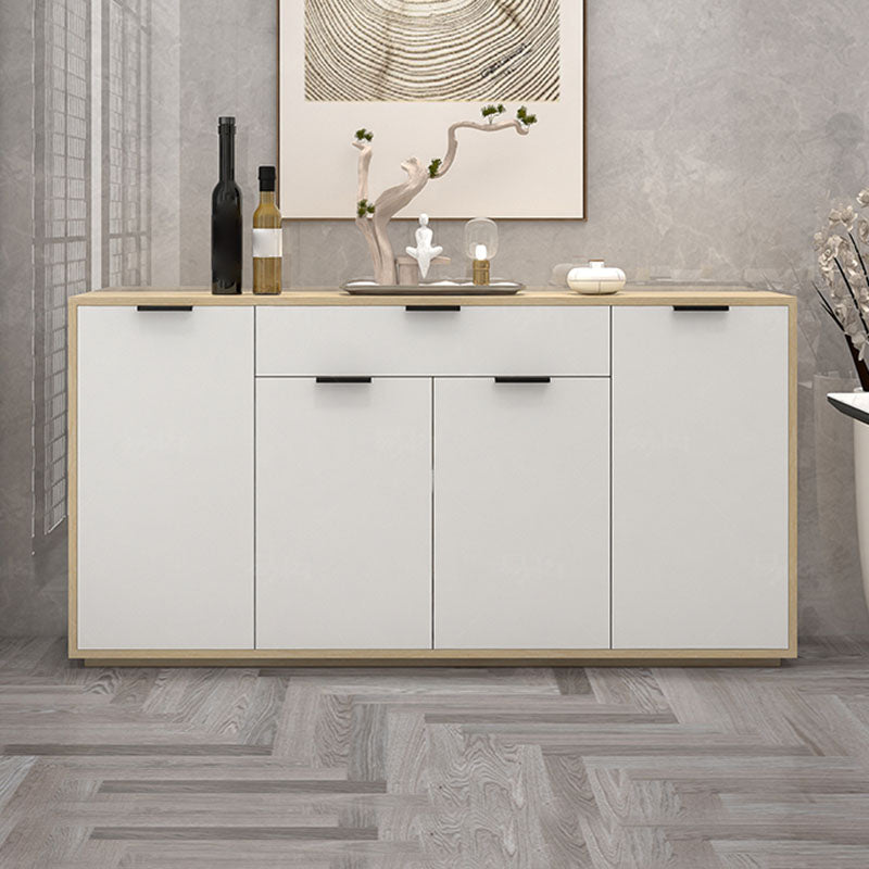 White Contemporary Side Board Engineered Wood Sideboard for Dining Room