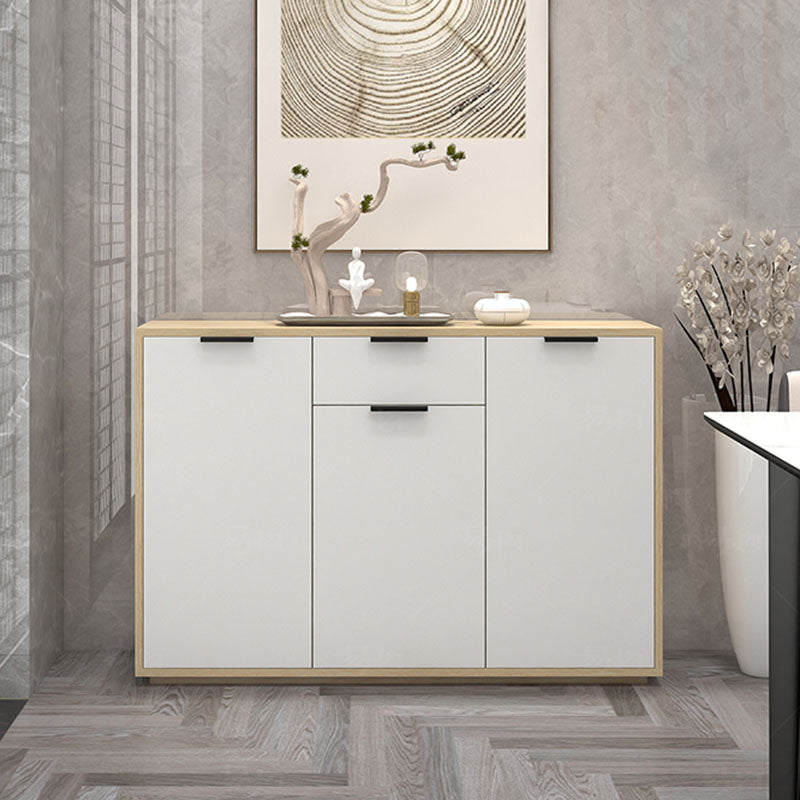 White Contemporary Side Board Engineered Wood Sideboard for Dining Room