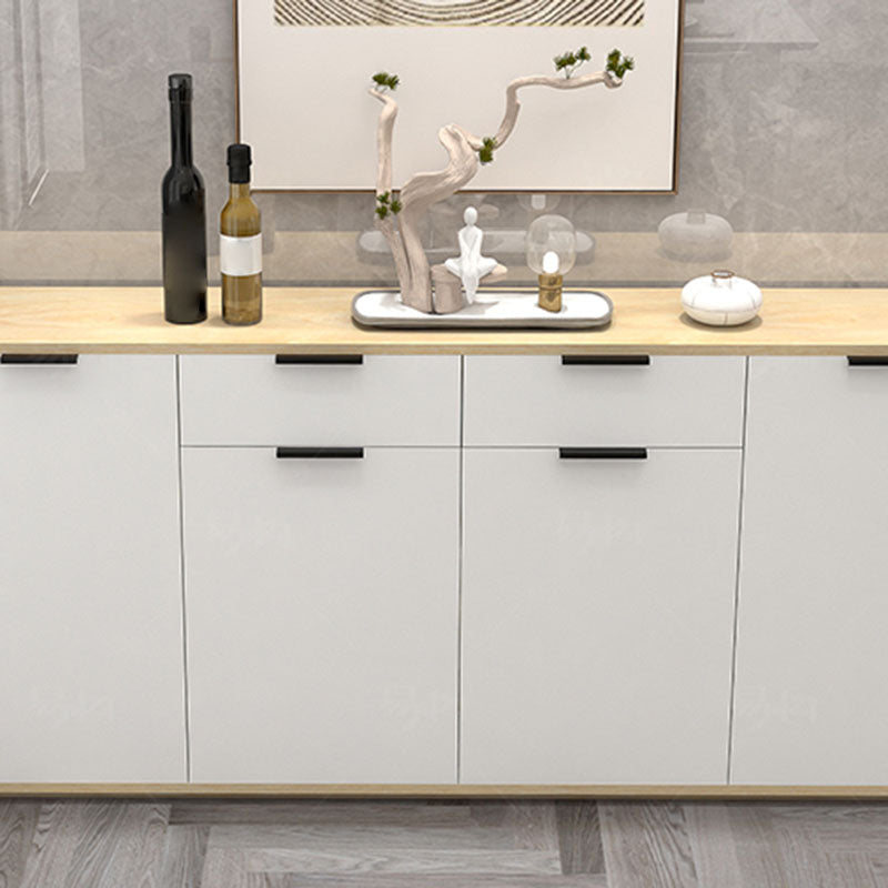 White Contemporary Side Board Engineered Wood Sideboard for Dining Room