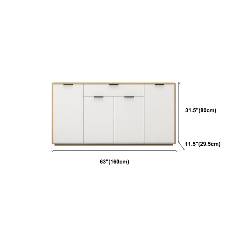 White Contemporary Side Board Engineered Wood Sideboard for Dining Room