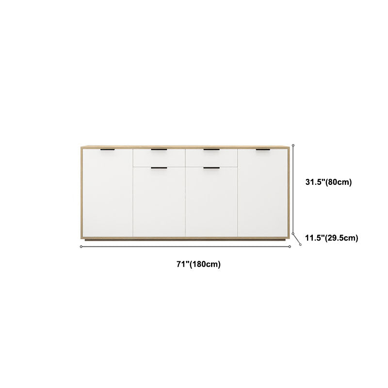 White Contemporary Side Board Engineered Wood Sideboard for Dining Room