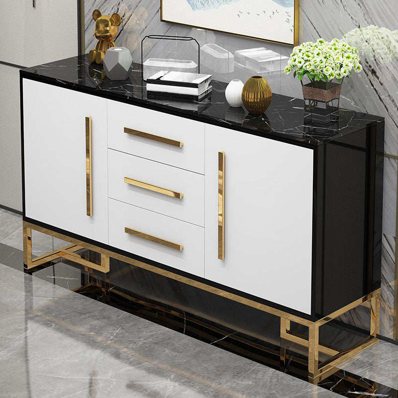 Glam Style Buffet Sideboard Stone Top Server with Door and Drawer