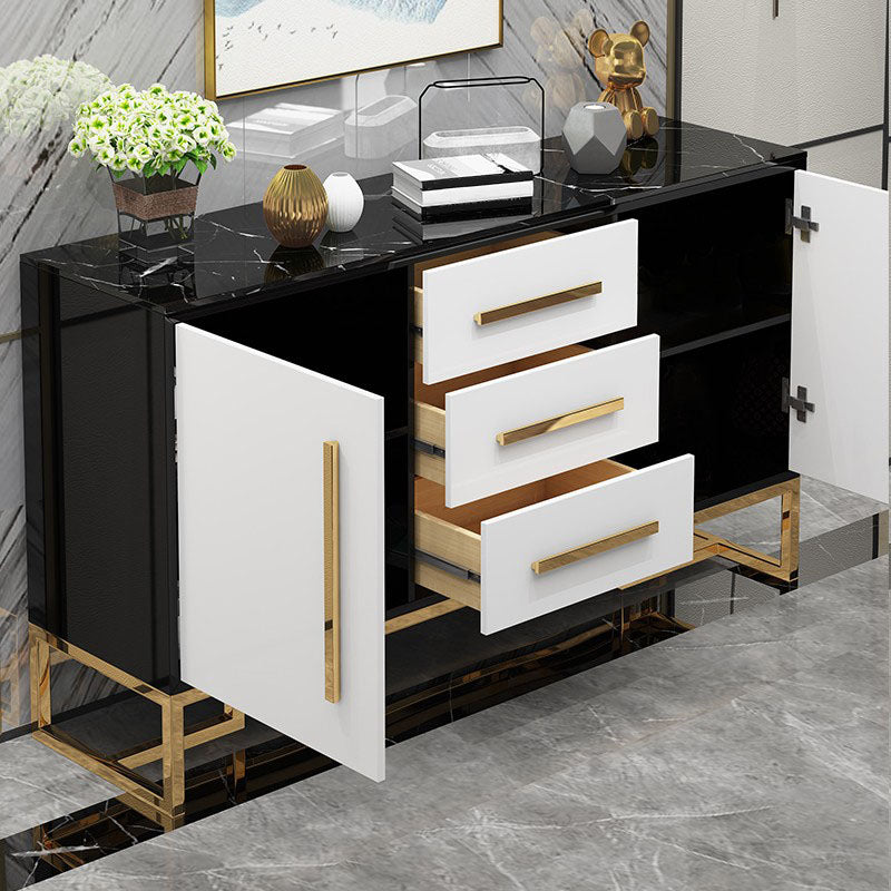 Glam Style Buffet Sideboard Stone Top Server with Door and Drawer