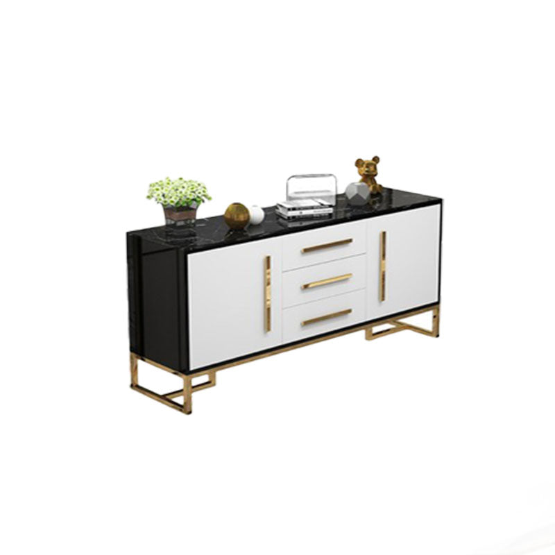 Glam Style Buffet Sideboard Stone Top Server with Door and Drawer