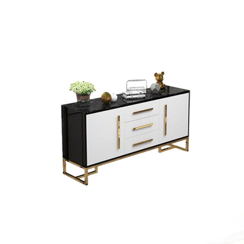 Glam Style Buffet Sideboard Stone Top Server with Door and Drawer