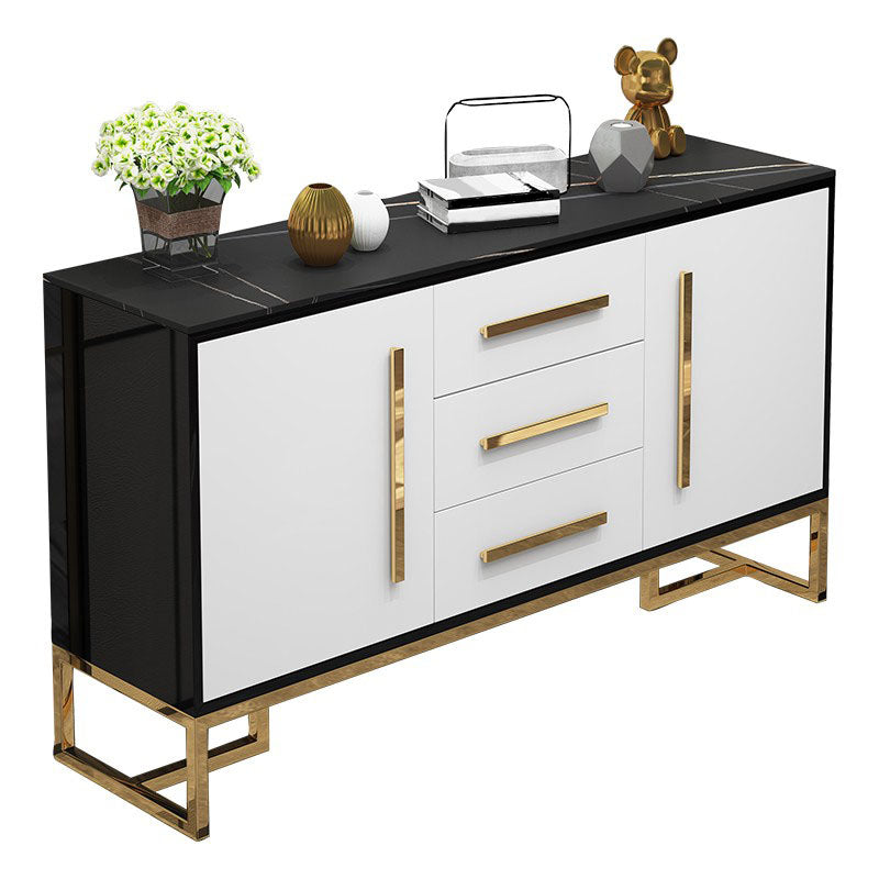 Glam Style Buffet Sideboard Stone Top Server with Door and Drawer