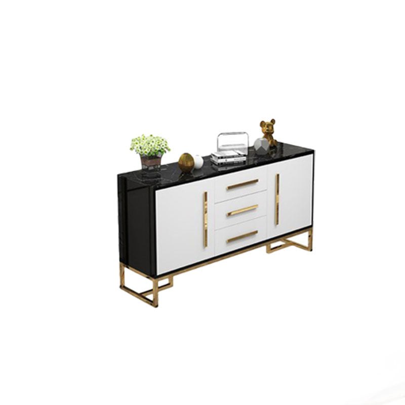 Glam Style Buffet Sideboard Stone Top Server with Door and Drawer