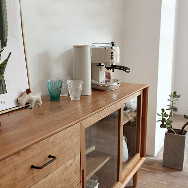 Solid Wood Sliding Door Sideboard Modern Sideboard for Kitchen